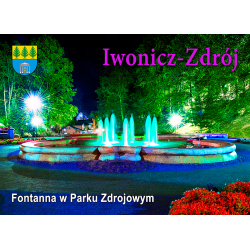 Magnes 65x90 mm usztywniany Iwonicz-Zdrój - Fontanna w Parku Zdrojowym nocą